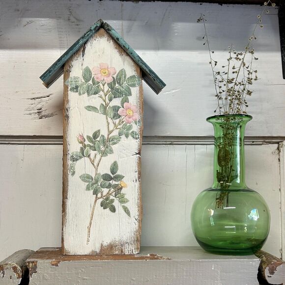 Hand-Painted Rose House Decor - Rustic Chic Cottage Style - Picture 1 of 3